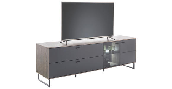 LOWBOARD in 208/68/50 cm - Eichefarben/Anthrazit, Design, Glas/Holz (208/68/50cm) - Novel