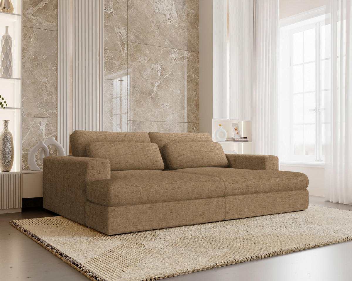 BIGSOFA in Chenille Rostfarben  - Rostfarben/Schwarz, Design, Textil (223/80/158cm) - Lomoco