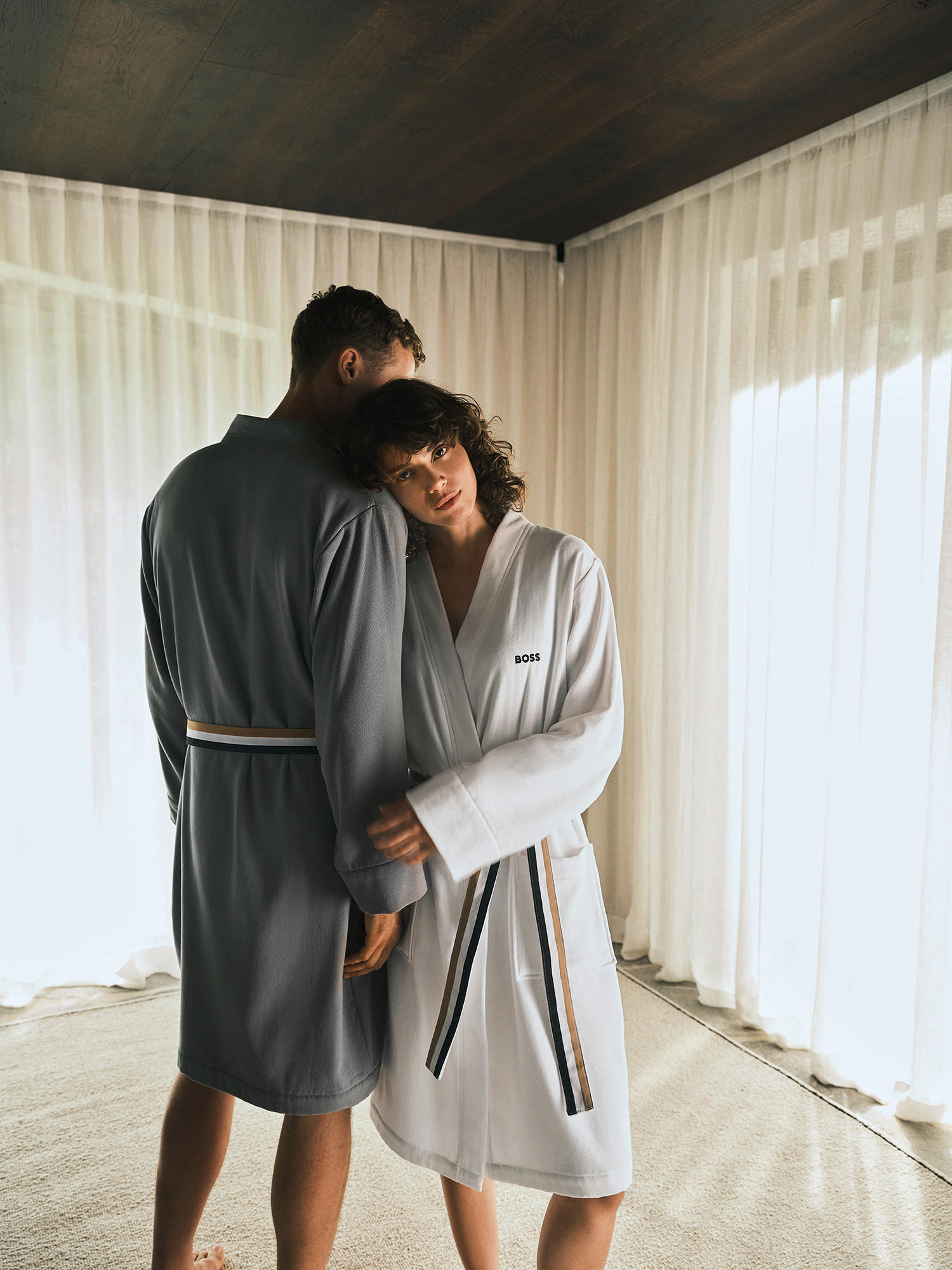 BADEMANTEL BLINEA S Unisex  - Grau, Design, Textil (Snull) - Hugo Boss