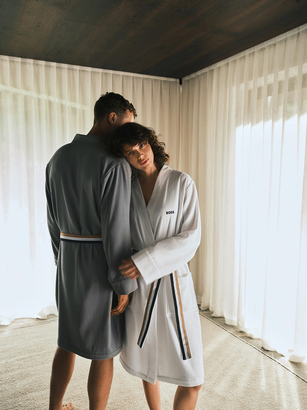 BADEMANTEL BLINEA S Unisex  - Grau, Design, Textil (Snull) - Hugo Boss