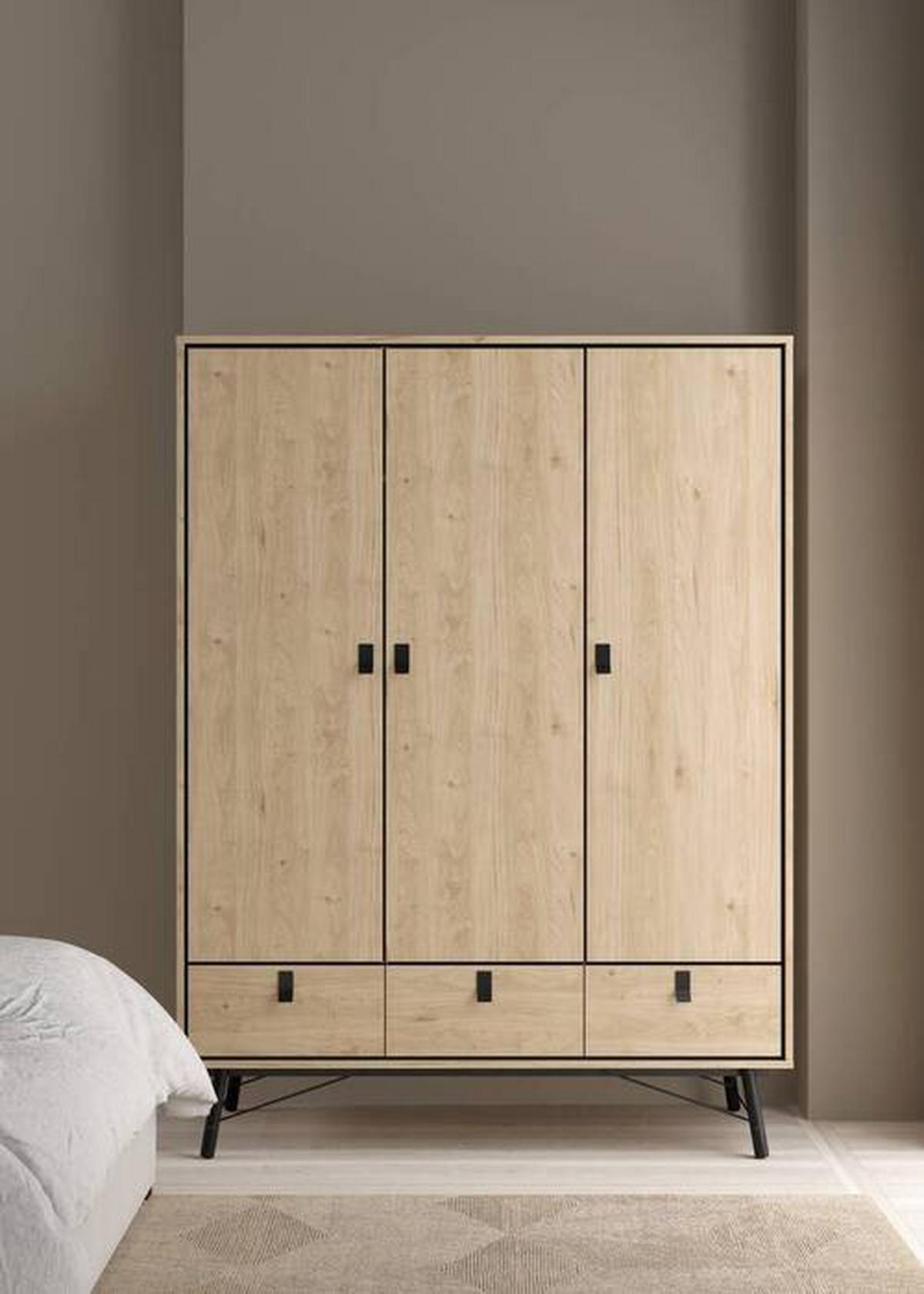 KLEIDERSCHRANK in Eichefarben  - Eichefarben/Schwarz, Modern, Holzwerkstoff/Metall (150,2/200,4/60,1cm) - MID.YOU