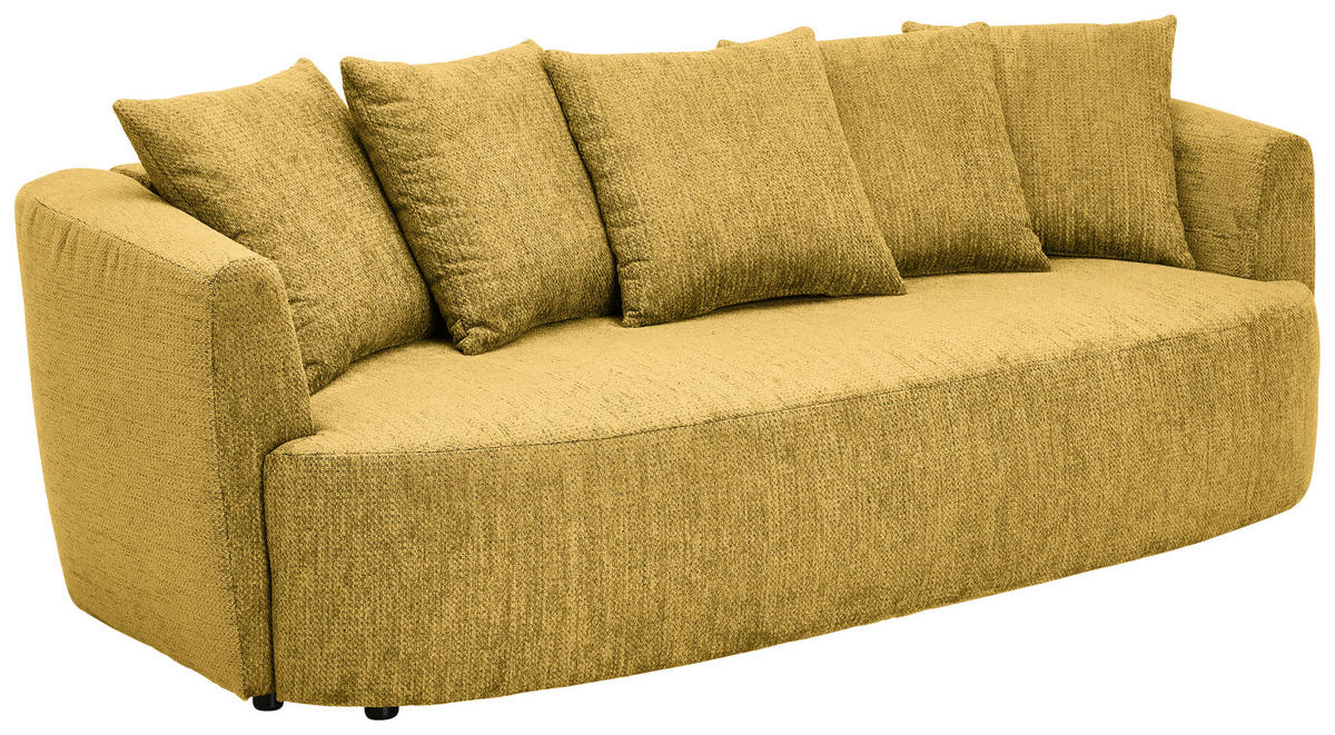 SCHLAFSOFA  mit Stoffauswahl, Liegefunktion, Schlafen auf Sitzhöhe, Rücken echt Chenille Senfgelb  - Senfgelb/Schwarz, KONVENTIONELL, Kunststoff/Textil (238/74/107cm) - Carryhome