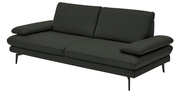 3-SITZER-SOFA in Leder Dunkelgrün - Dunkelgrün/Schwarz, Design, Leder/Metall (222/86/104cm) - Dieter Knoll