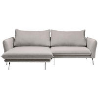 ECKSOFA Hellbraun Bouclé  - Hellbraun/Schwarz, Design, Textil/Metall (182/277cm) - Stylife