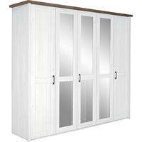 DREHTÜRENSCHRANK 241/212/62 cm,  in Weiß, Trüffeleichefarben, 5 Tür(en)  - Trüffeleichefarben/Weiß, Design, Glas/Holzwerkstoff (241/212/62cm) - Carryhome