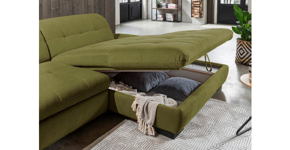 ECKSOFA in Mikrofaser Grün 290/198 cm - Schwarz/Grün, Design, Textil/Metall (290/198cm) - Xora
