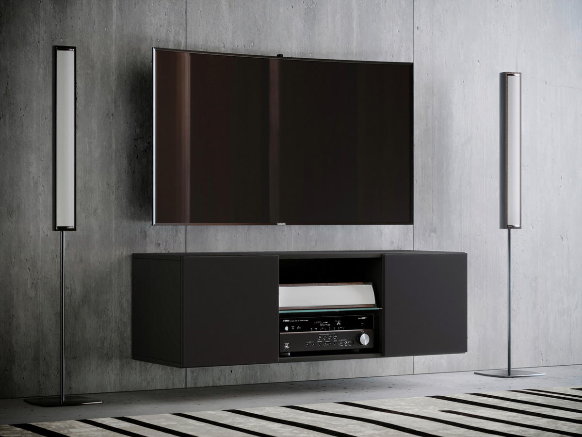 TV-BÄNK  i 115/40/36 cm  - aluminiumfärg/svart, Modern, metall/trämaterial (115/40/36cm) - MID.YOU