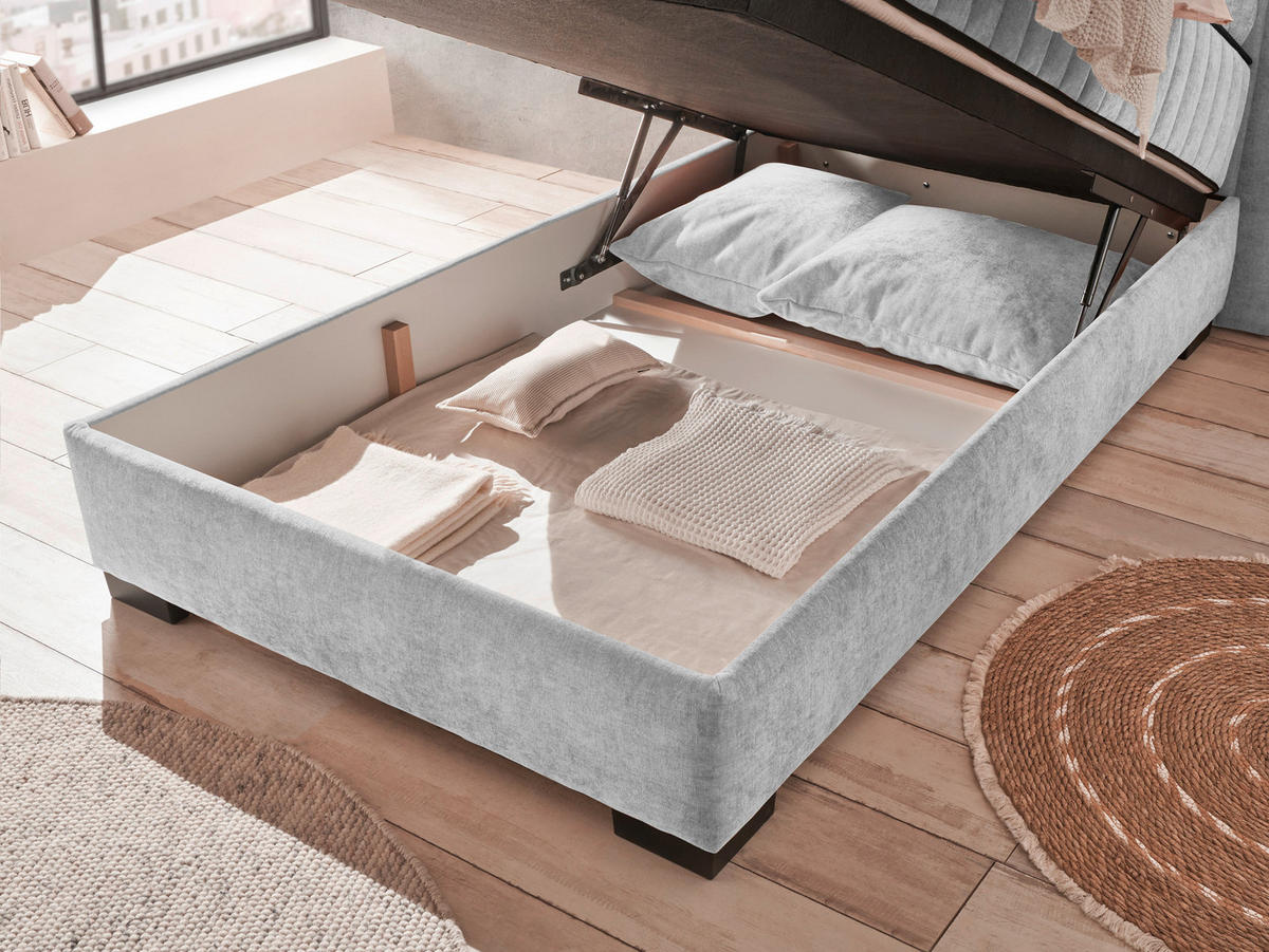 BOXBETT 120/200 cm  in Hellgrau  - Hellgrau/Schwarz, Modern, Holzwerkstoff/Kunststoff (120/200cm) - MID.YOU
