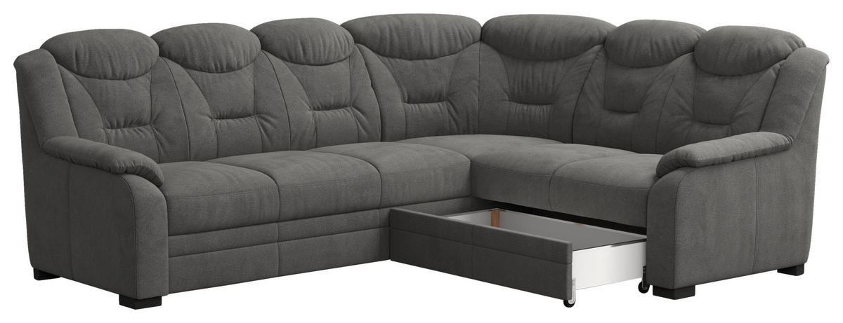 ECKSOFA in Chenille Anthrazit  - Anthrazit/Schwarz, Basics, Kunststoff/Textil (263/211cm) - MID.YOU