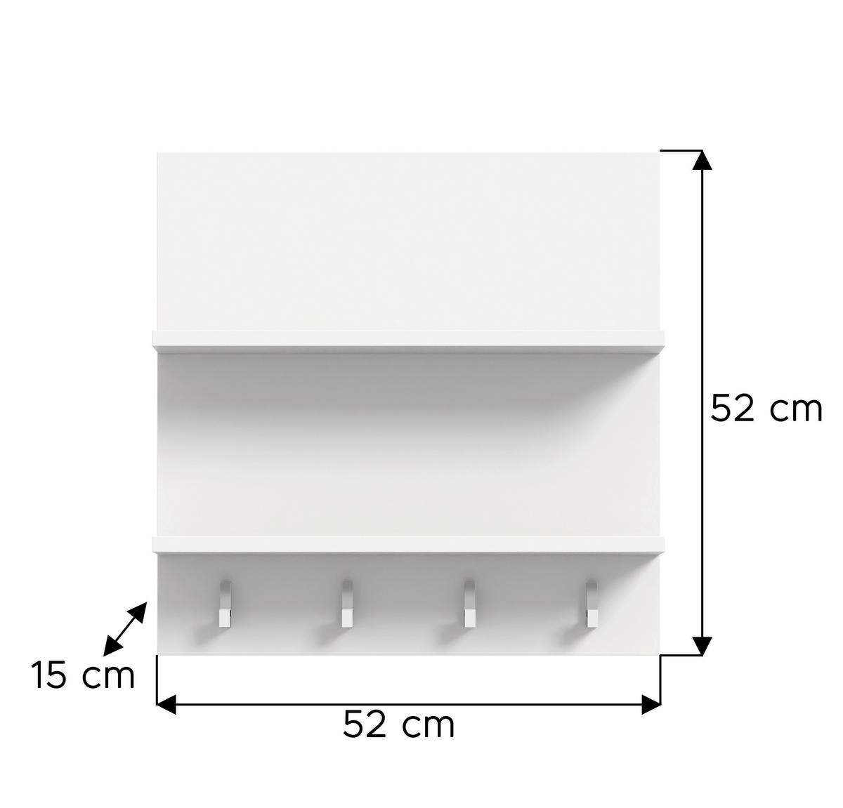 GARDEROBENPANEEL  in 52/52/15 cm  - Weiß Hochglanz/Weiß, Design, Holzwerkstoff (52/52/15cm) - Livetastic