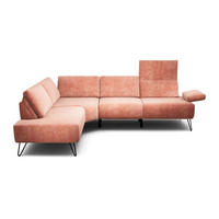 ECKSOFA Cosy Rosa Samt  - Schwarz/Rosa, Design, Textil/Metall (193/248-263cm) - SENSOO