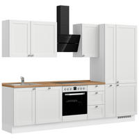 KÜCHENBLOCK Frame 300 cm  in Weiß, Eichefarben  - Edelstahlfarben/Eichefarben, MODERN, Holzwerkstoff/Metall (300cm) - Nobilia