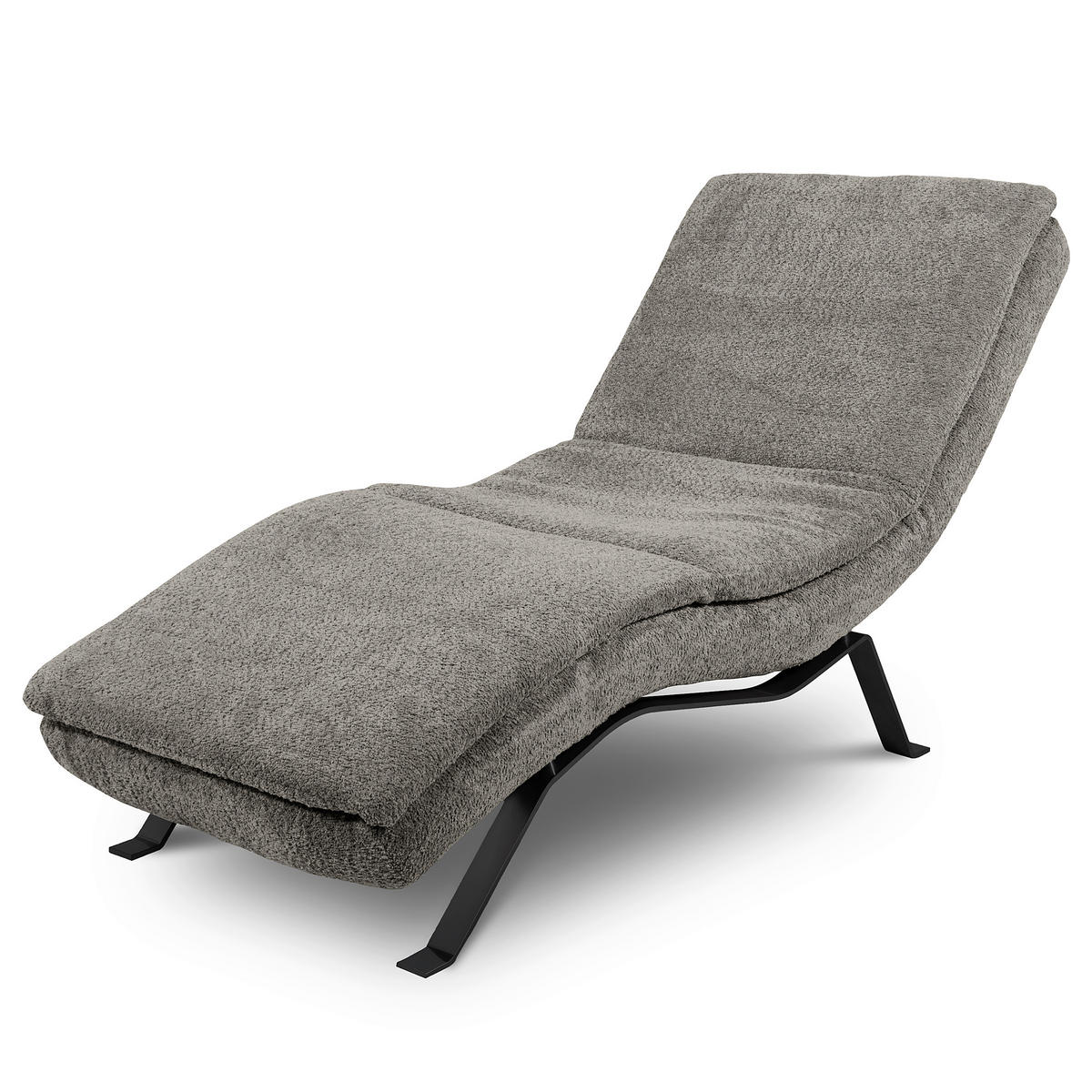 RELAXLIEGE in Echtleder Dunkelgrau  - Dunkelgrau/Schwarz, Design, Leder/Metall (65/95/171cm) - Celina Home
