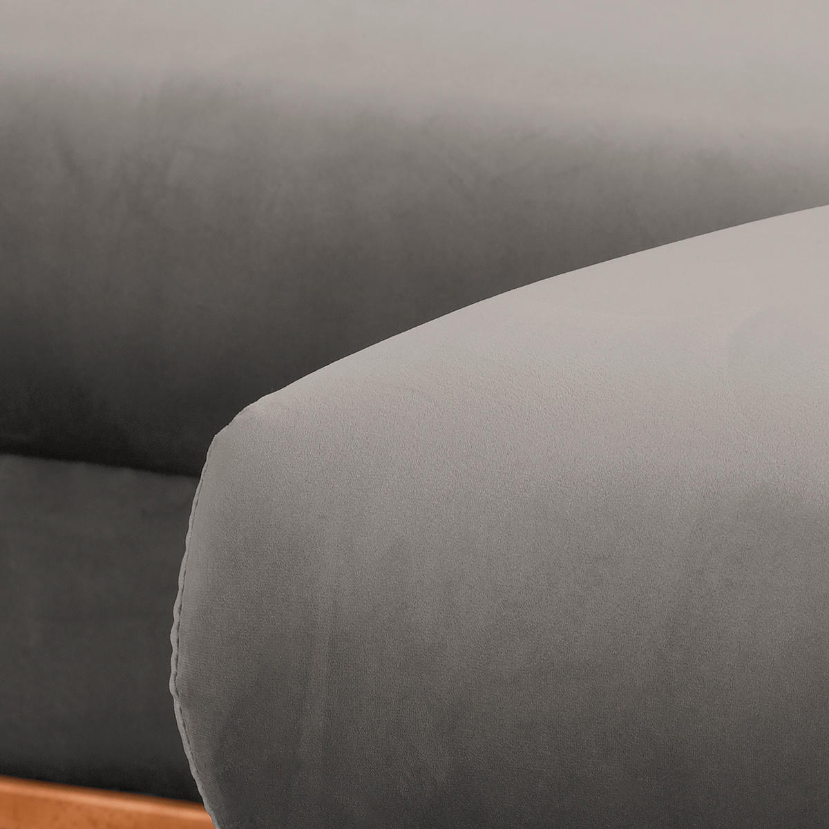 ECKSOFA in Mikrofaser Grau  230/150 cm  - Wengefarben/Grau, Design, Holz/Textil (230/150cm) - Livetastic