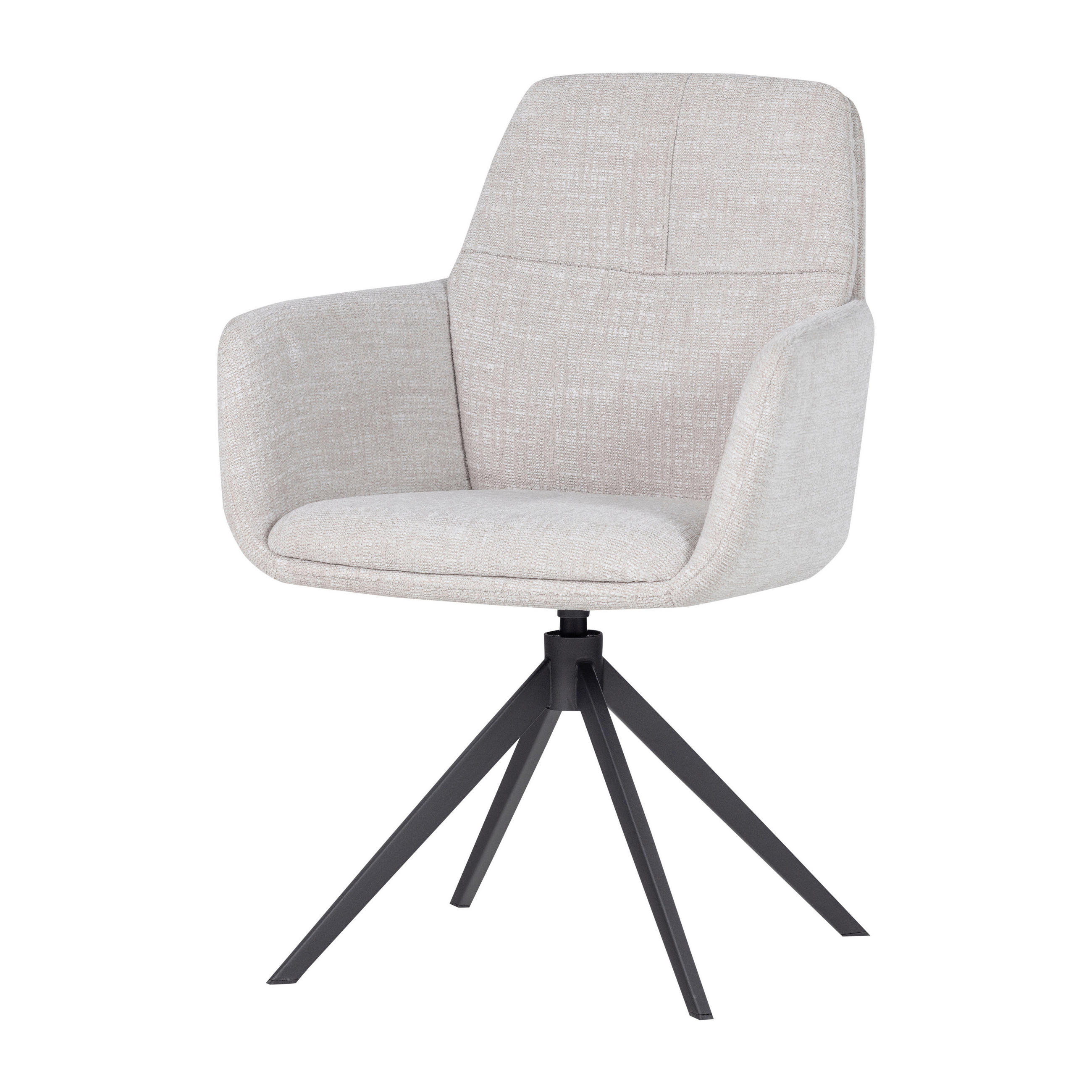 ARMLEHNSTUHL  Sitzfläche 360° drehbar Webstoff  Naturfarben  - Schwarz/Naturfarben, MODERN, Textil/Metall (61/88/63cm) - Livetastic