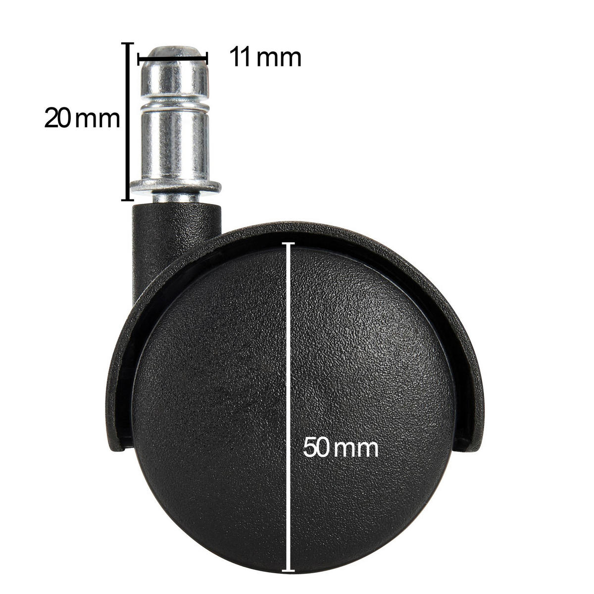 DREHSTUHLROLLE  in  - Schwarz, Basics, Kunststoff (5cm) - MID.YOU