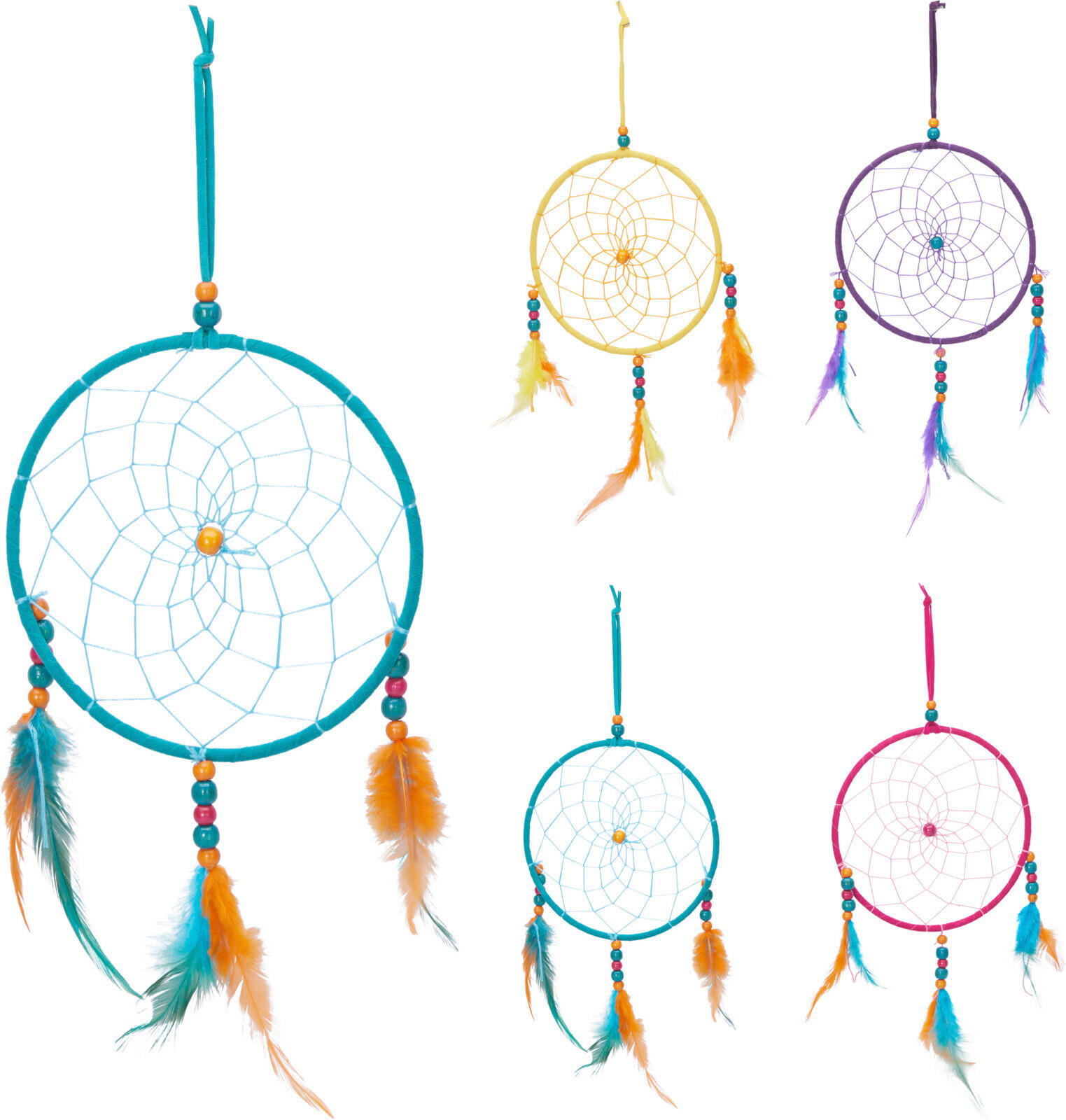 TRAUMFÄNGER    - Türkis/Pink, Basics, Textil/Metall (15/15cm)