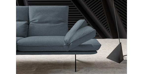 ECKSOFA in Echtleder Blau 130/210 cm - Blau/Gelb, Design, Leder/Metall (130/210cm) - Dieter Knoll