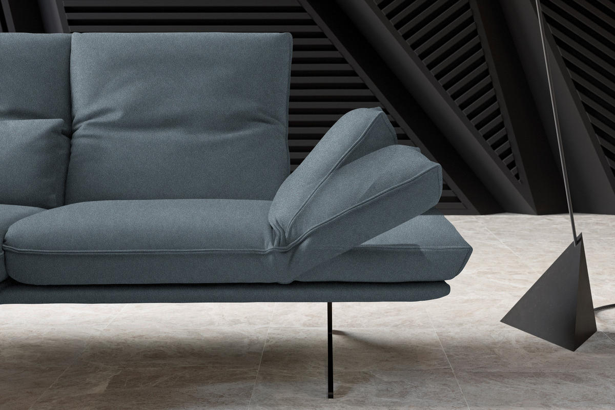 ECKSOFA in Echtleder Blau  - Blau/Gelb, Design, Leder/Metall (130/210cm) - Dieter Knoll