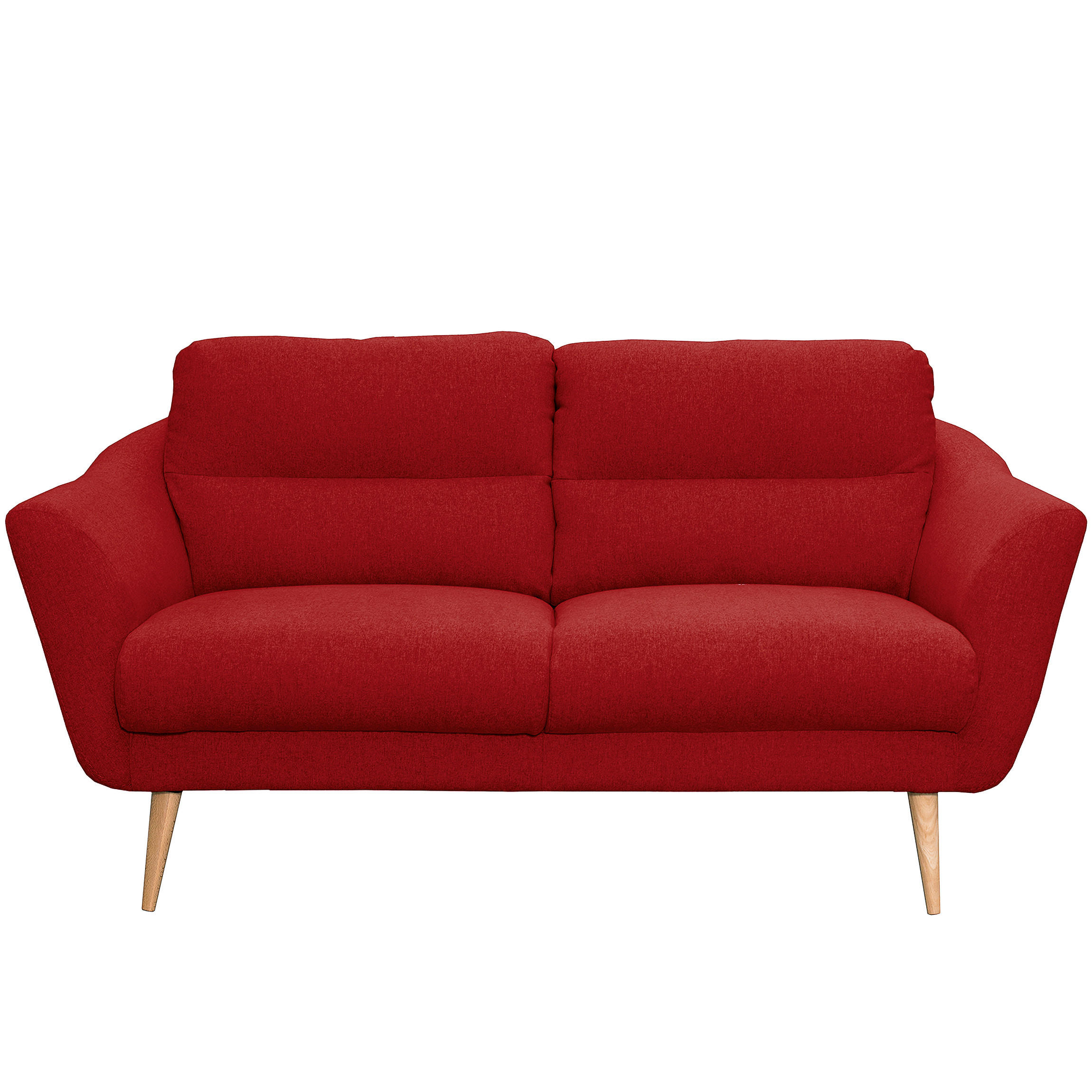 2,5-SITZER Webstoff Rot  - Buchefarben/Rot, Design, Holz/Textil (187/87/88cm) - Livetastic