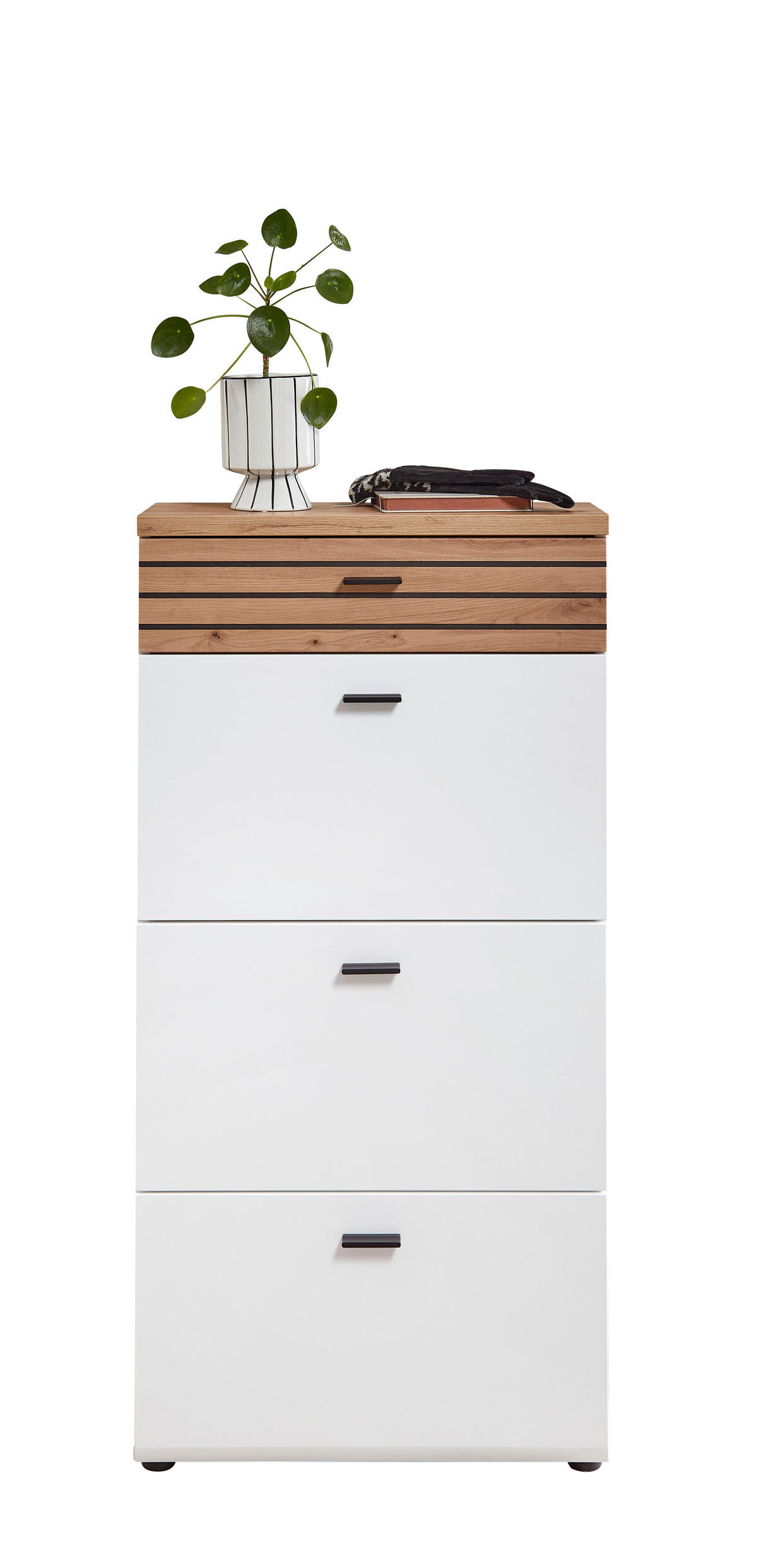 SCHUHKIPPER Fresno  in 65/132/25 cm  - Schwarz/Weiß, Design, Holzwerkstoff/Metall (65/132/25cm) - Livetastic