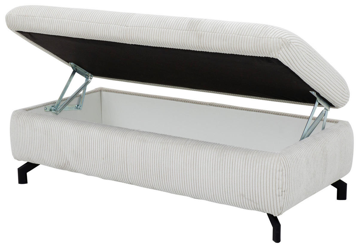 ECKSOFA in Cord, Velours Ecru  - Ecru/Schwarz, Design, Textil/Metall (291/197cm) - Beldomo Style