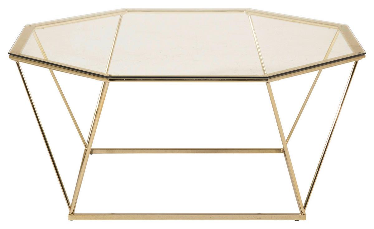 SOFFBORD i metall, glas 100/100/45 cm  - klar/guldfärgad, Design, metall/glas (100/100/45cm) - Livetastic