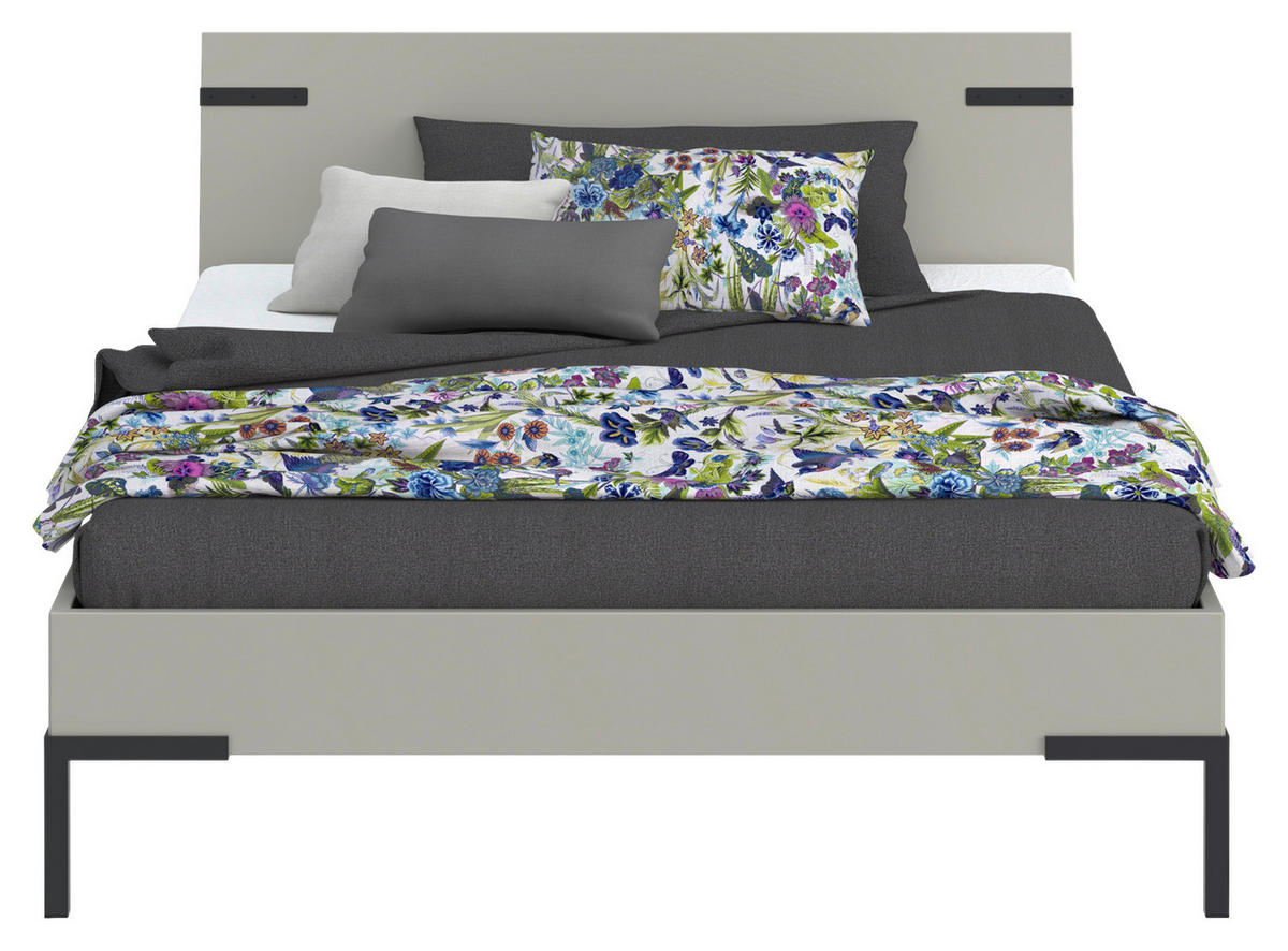 BETT 140/200 cm  in Hellgrau  - Hellgrau/Schwarz, Design, Metall (140/200cm) - Xora