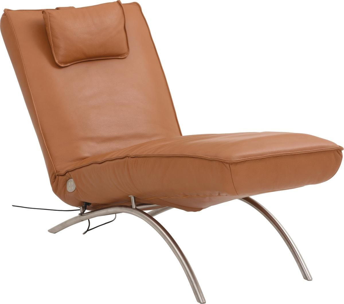 RELAXLIEGE motor. verstellbar Echtleder Braun  - Edelstahlfarben/Braun, Design, Leder/Metall (70/95/208cm) - Koinor