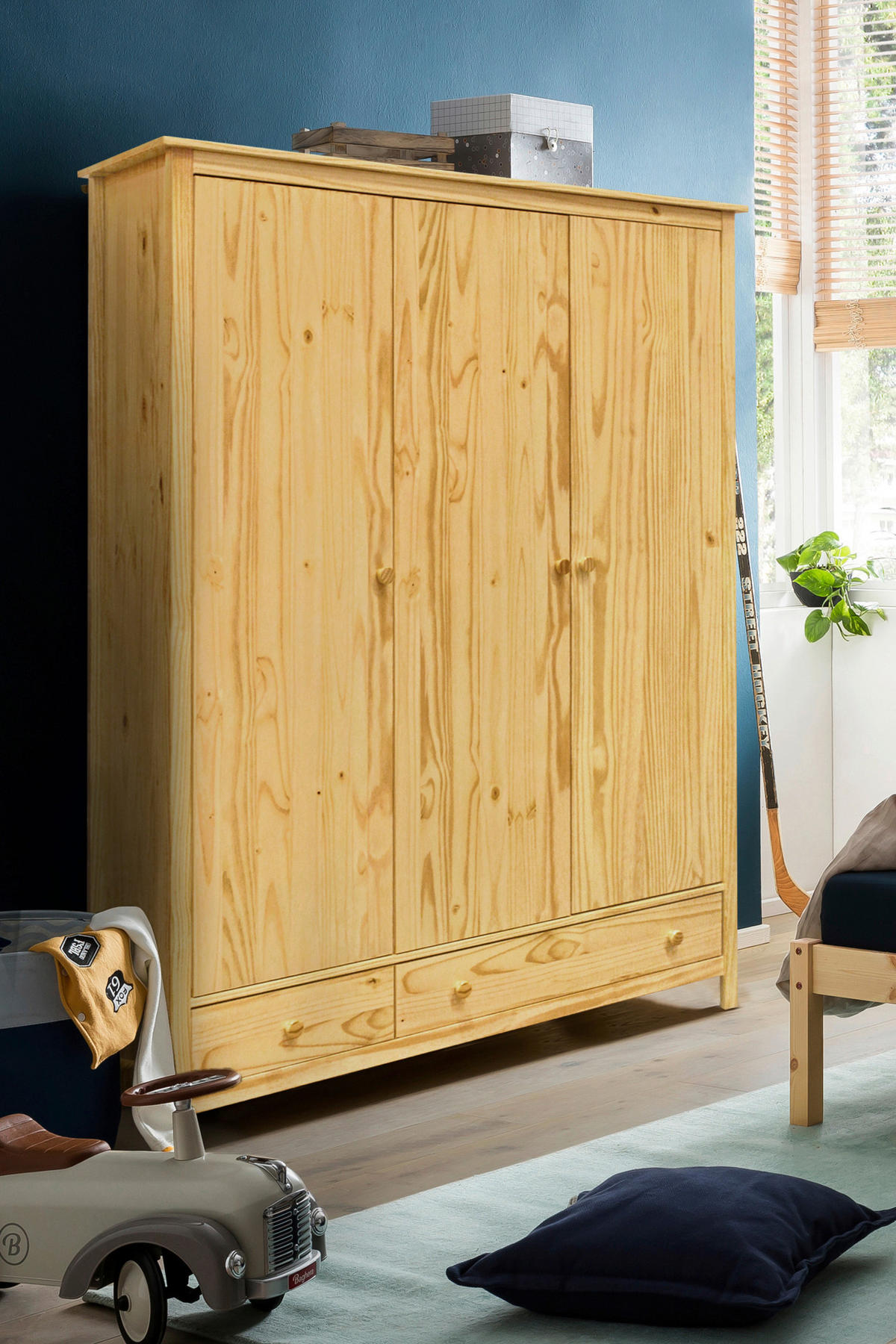KLEIDERSCHRANK 144/190/58 cm,  in Naturfarben, 3-türig  - Naturfarben, Natur, Holz (144/190/58cm) - Livetastic