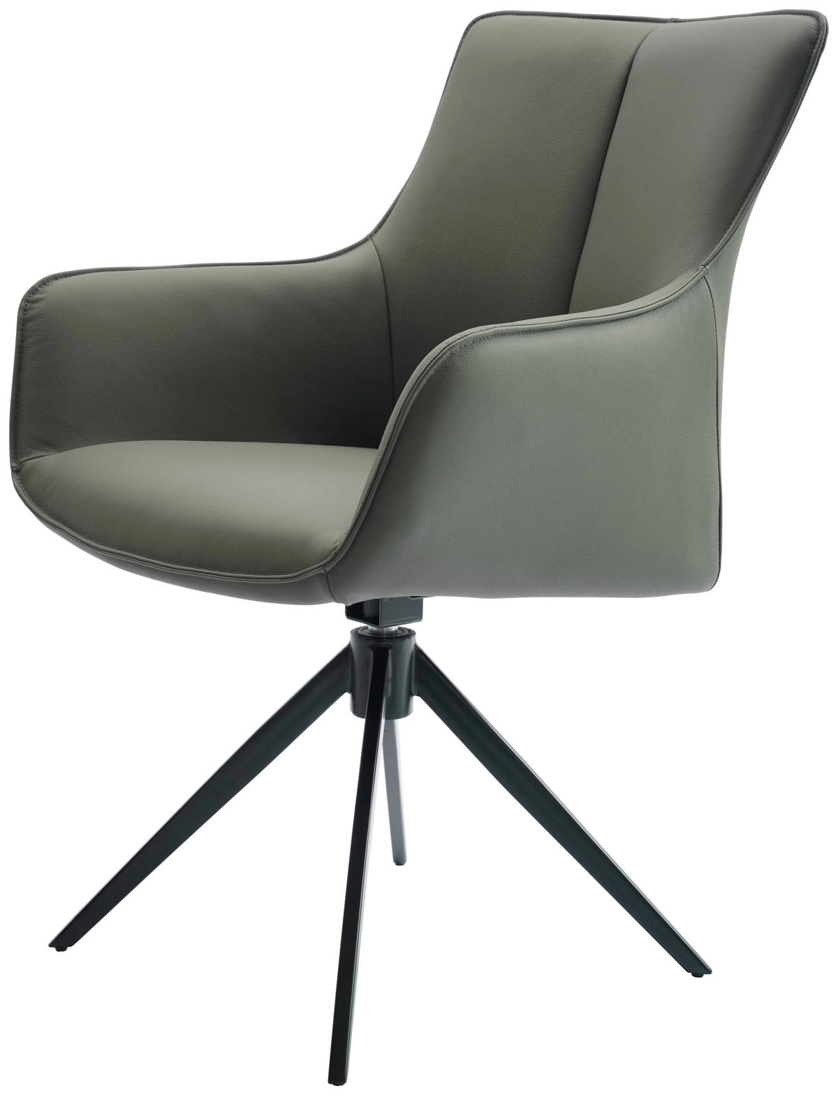 STOLICA S NASLONOM ZA RUKE  zelena, crna  metal, koža      - zelena/crna, Design, koža/metal (64/87/60cm) - Novel