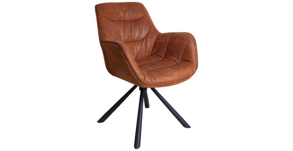 ARMLEHNSTUHL in Struktur - Schwarz/Braun, Design, Textil/Metall (62/83,5/63cm) - Hom`in