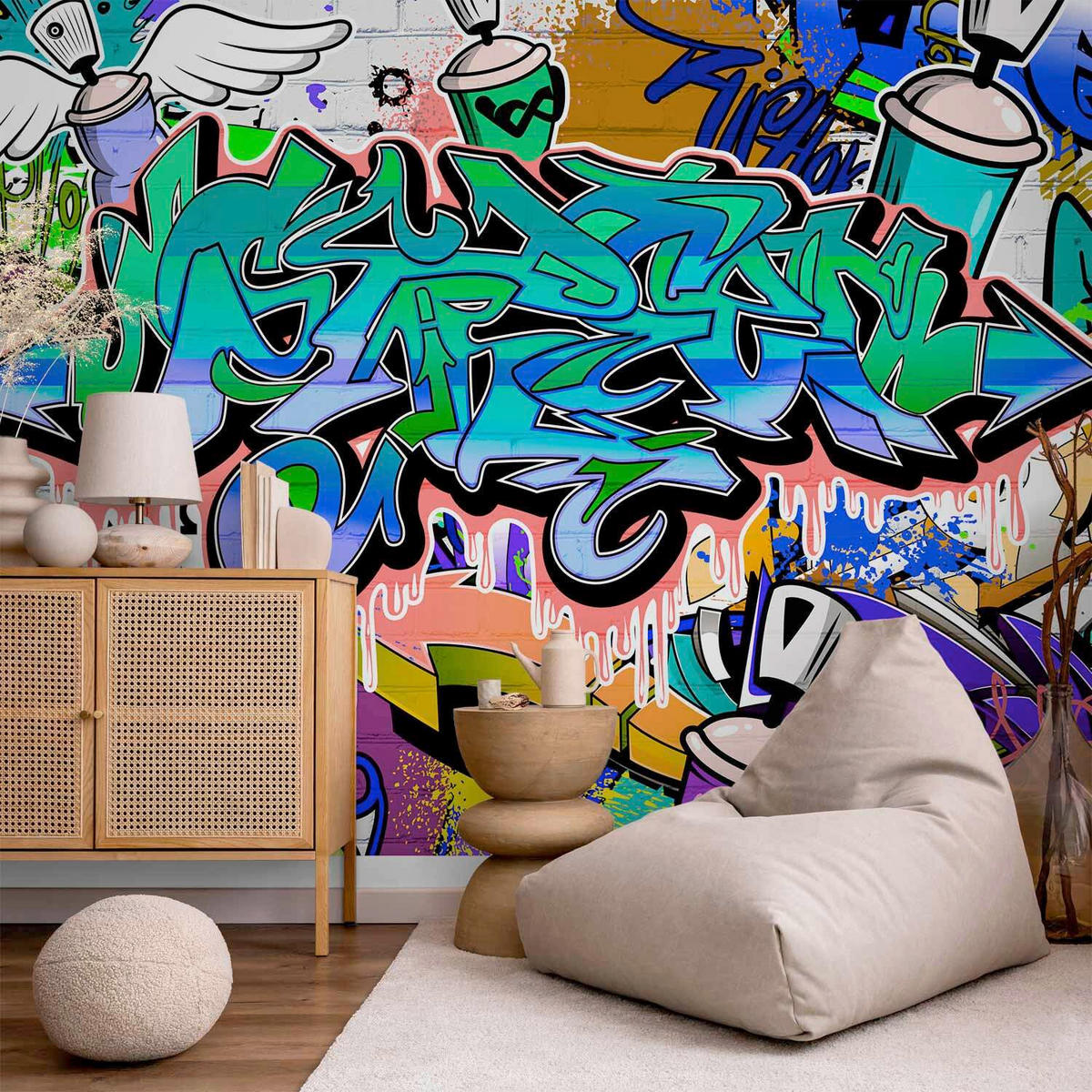 FOTOTAPET 250/175 cm  - grön/blå, Lifestyle, textil (250/175cm) - artgeist