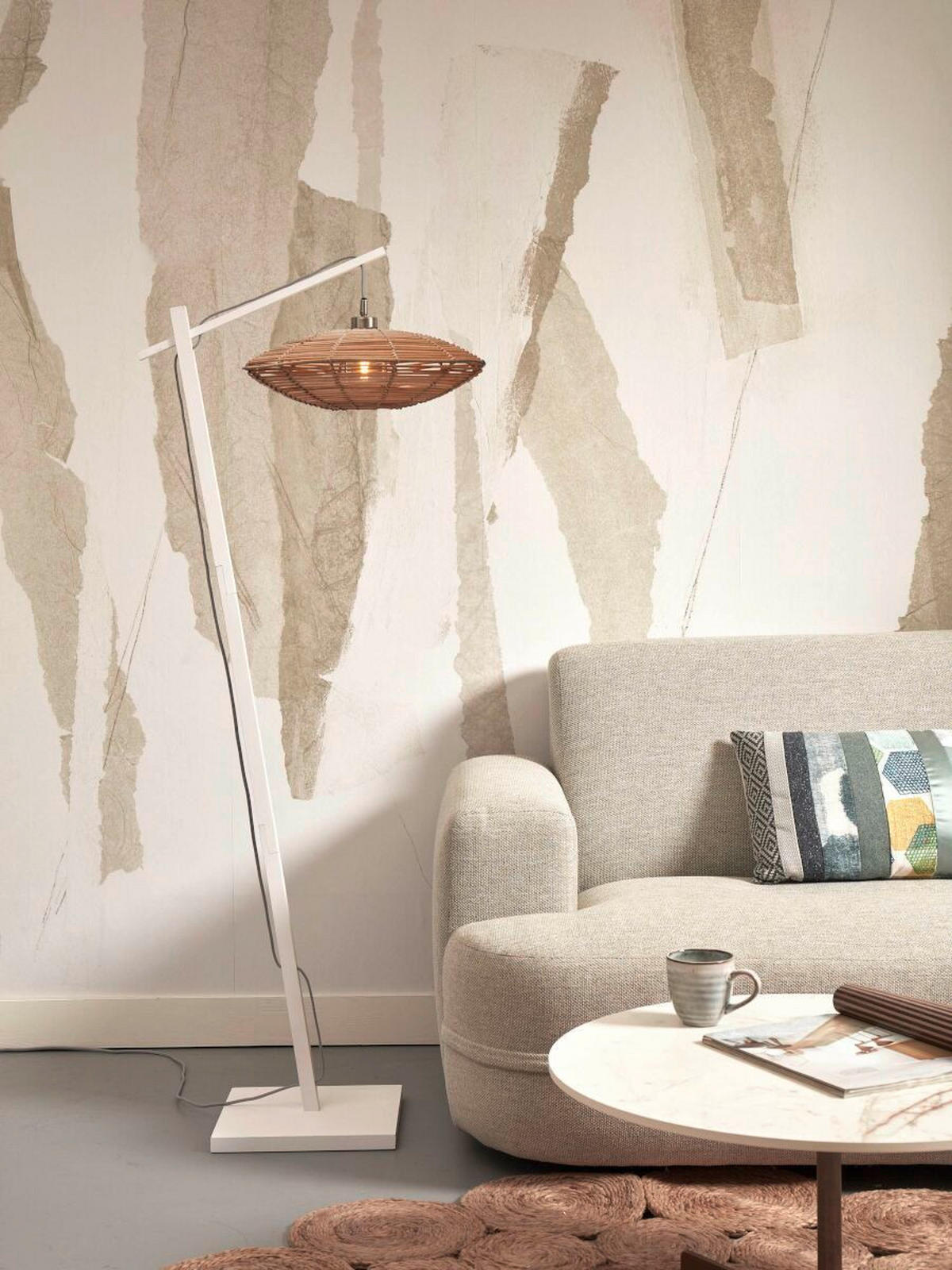 GOLVLAMPA GOOD&MOJO  40/63/150 cm    - vit/naturfärgad, Trend (40/63/150cm) - Good & Mojo