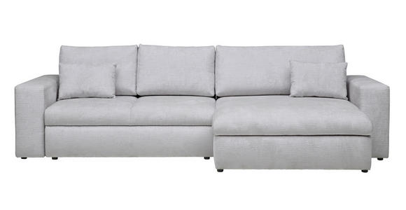 ECKSOFA in Chenille Hellgrau  - Hellgrau/Schwarz, KONVENTIONELL, Kunststoff/Textil (292/150cm) - Hom`in