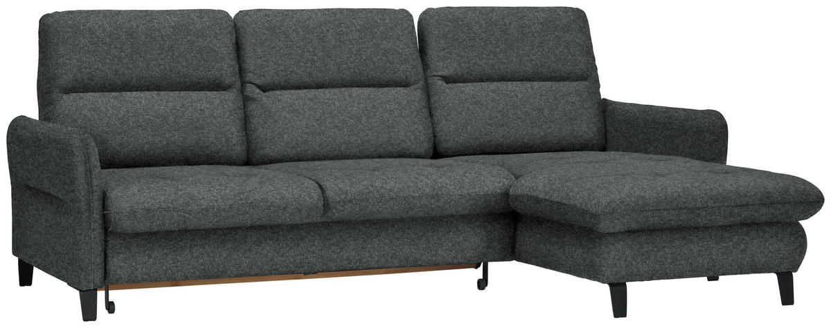 ECKSOFA Grau Chenille  - Schwarz/Grau, KONVENTIONELL, Textil/Metall (254/190cm) - Livetastic
