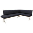 ECKBANK 197/152 cm  in Schwarz  - Edelstahlfarben/Beige, Design, Leder/Holz (197/152cm) - Ambiente