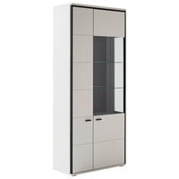 VITRINE Schwarz, Weiss  84/199/38 cm  - Weiss/Schwarz, Design, Glas/Holzwerkstoff (84/199/38cm) - Stylife