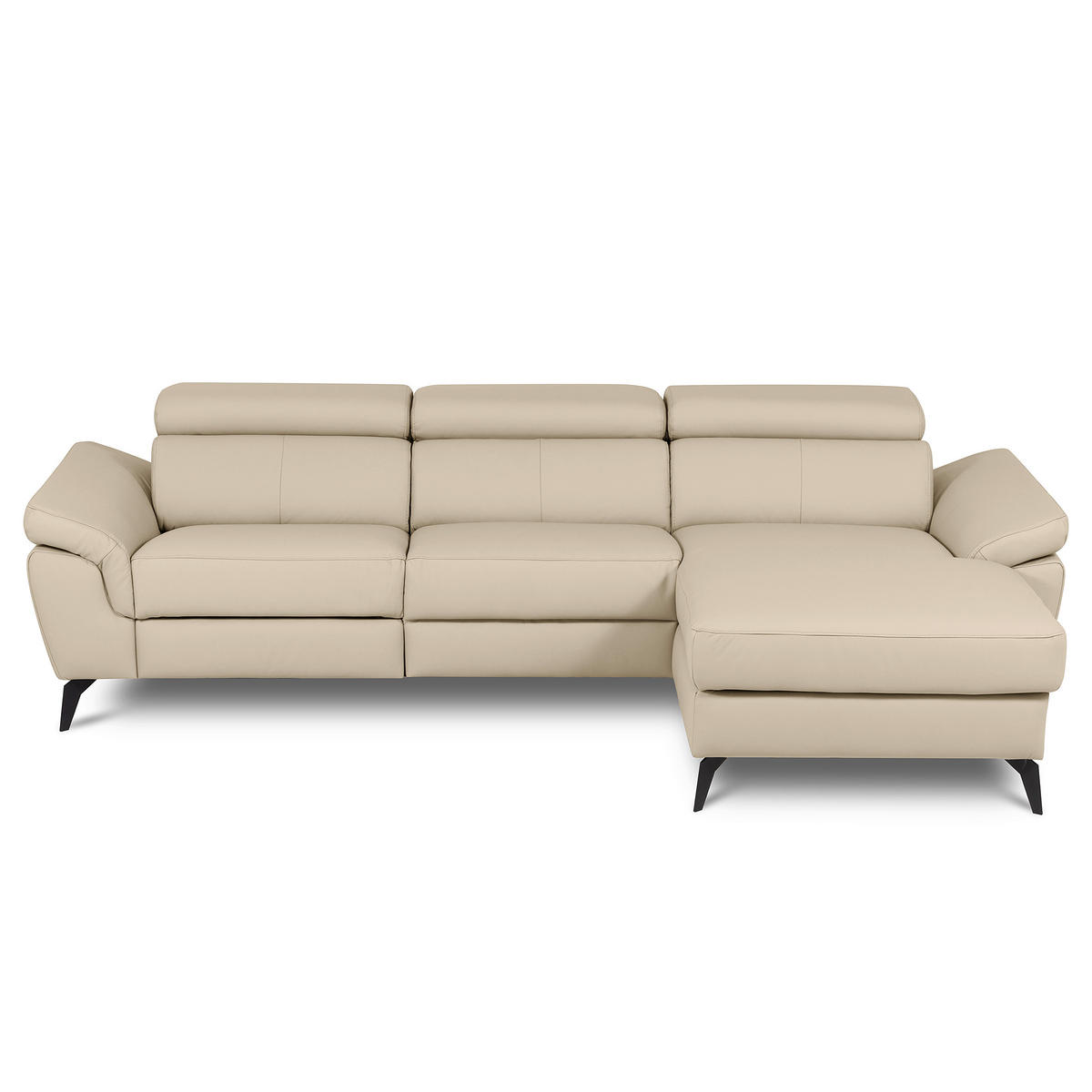 ECKSOFA  in Lederlook Echtleder Grau  - Schwarz/Grau, Design, Leder/Textil (252/179cm) - Livetastic