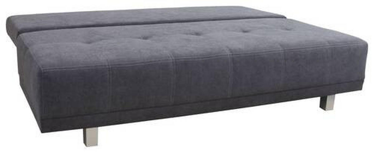 SCHLAFSOFA  mit Schlafen auf Sitzhöhe, Rücken echt Samt Anthrazit  - Chromfarben/Anthrazit, Design, Kunststoff/Textil (194/77/89cm) - MID.YOU