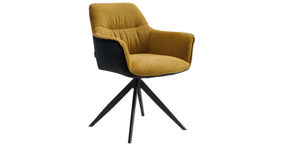 ARMLEHNSTUHL in Eisen Webstoff - Gelb/Anthrazit, Design, Textil/Metall (61.5/83.5/63cm) - Novel