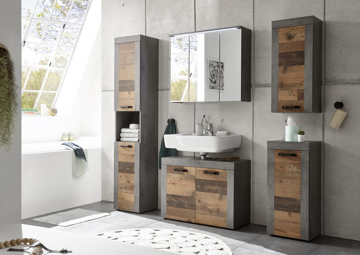 WASCHBECKENUNTERSCHRANK 80/60/34 cm  - Eichefarben/Anthrazit, MODERN, Holzwerkstoff/Kunststoff (80/60/34cm) - MID.YOU