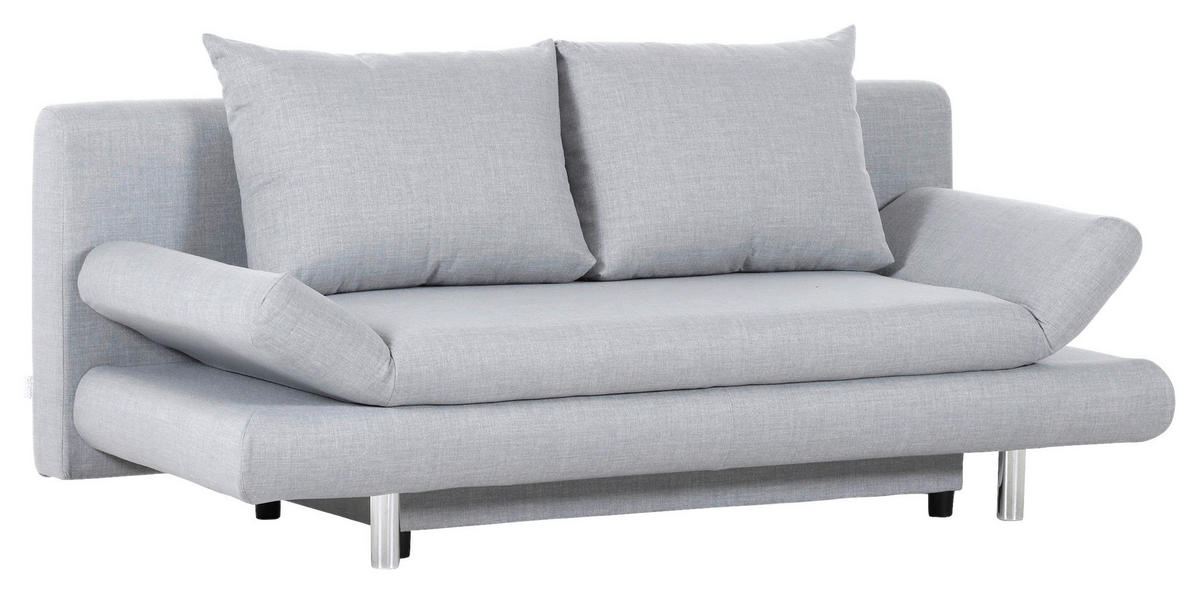 SCHLAFSOFA Flachgewebe Hellgrau  - Chromfarben/Hellgrau, Design, Kunststoff/Textil (194/73/91cm) - Xora