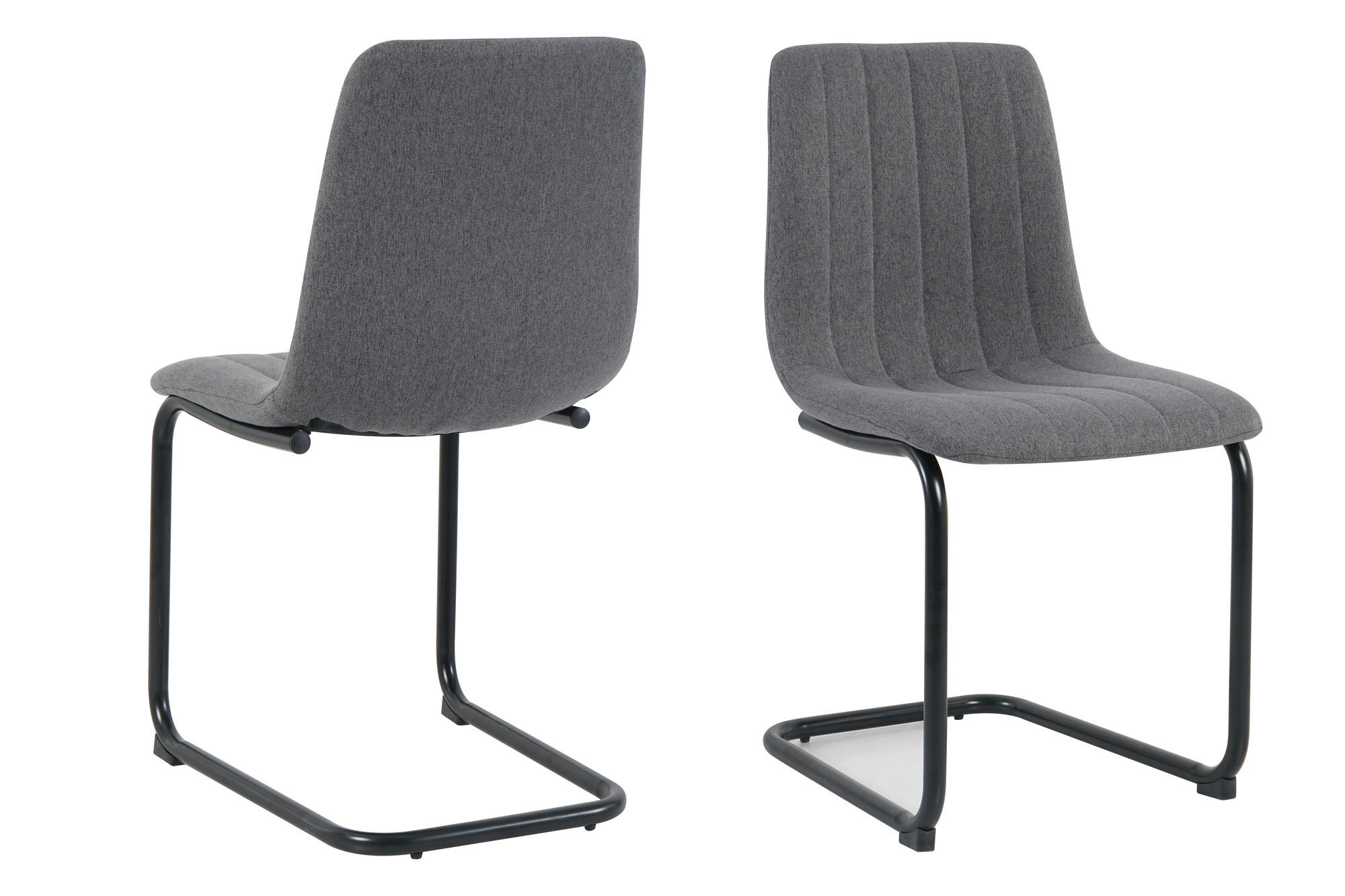 STUHL-SET 2 Stück  in Struktur  - Anthrazit/Schwarz, Design, Textil/Metall (43/87/53cm) - Livetastic