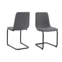 STUHL-SET 2 Stück  in Struktur  - Anthrazit/Schwarz, Design, Textil/Metall (43/87/53cm) - Livetastic