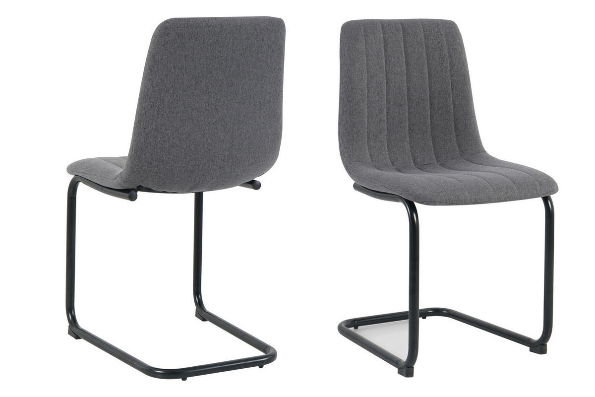 STUHL-SET 2 Stück  in Struktur  - Anthrazit/Schwarz, Design, Textil/Metall (43/87/53cm) - Livetastic