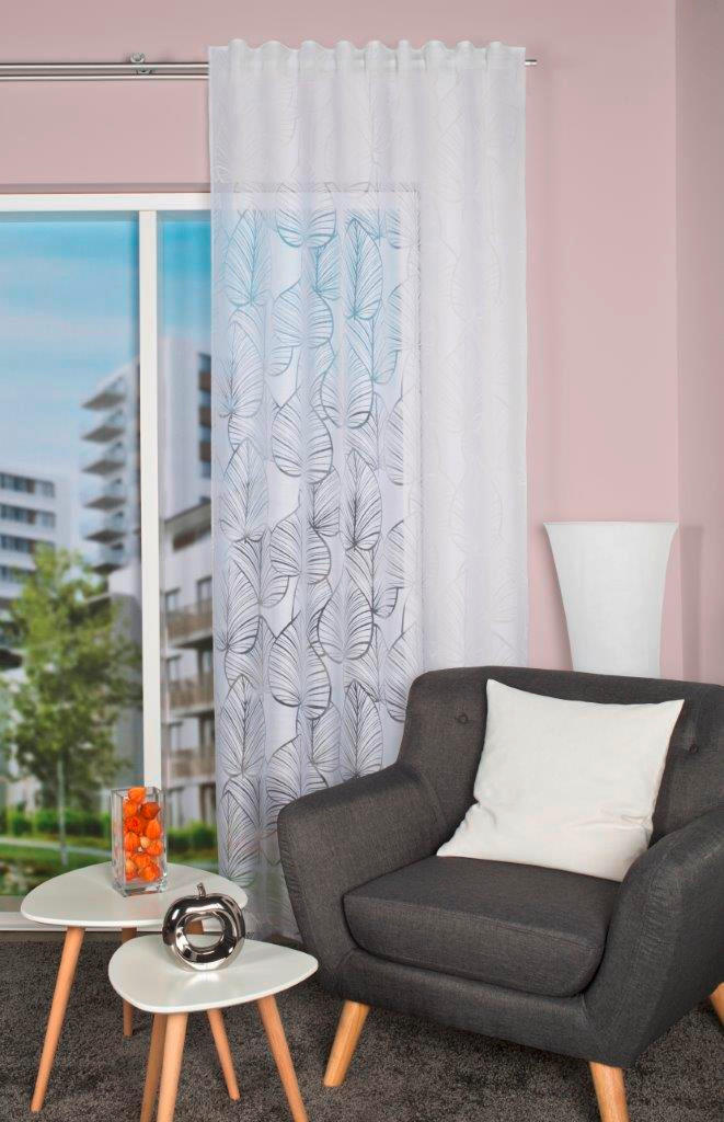 FERTIGVORHANG BLATTANO blickdicht 140/245 cm   - Weiß, Basics, Textil (140/245cm)