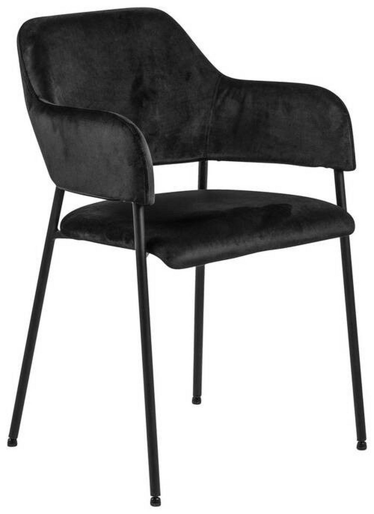 ARMLEHNSTUHL  in Stahl Samt  - Schwarz, Design, Textil/Metall (54/82/55cm) - Livetastic