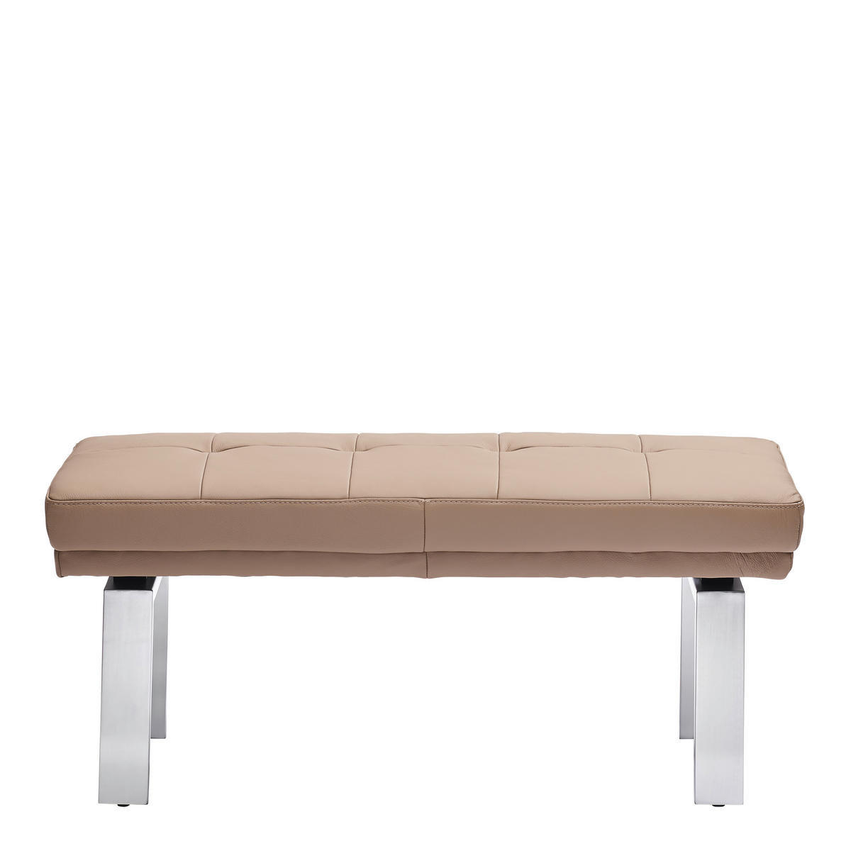 HOCKERBANK 157/51/48 cm   - Schlammfarben/Alufarben, Design, Leder/Metall (157/51/48cm) - Moderano