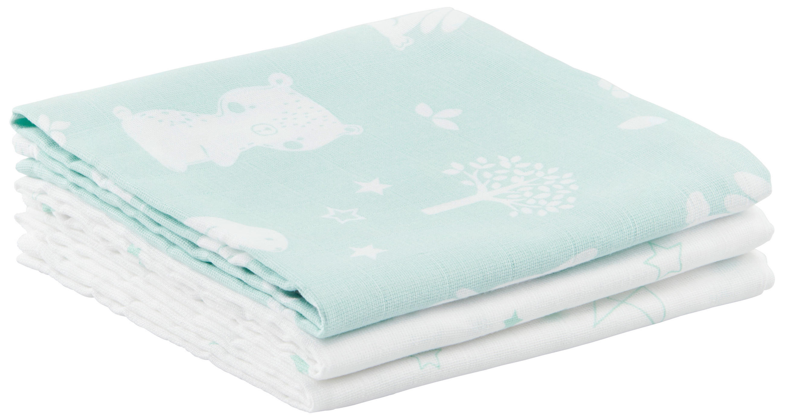 STOFFWINDEL   3-teilig  - Weiss/Grün, Basics, Textil (80/80cm) - Avelia